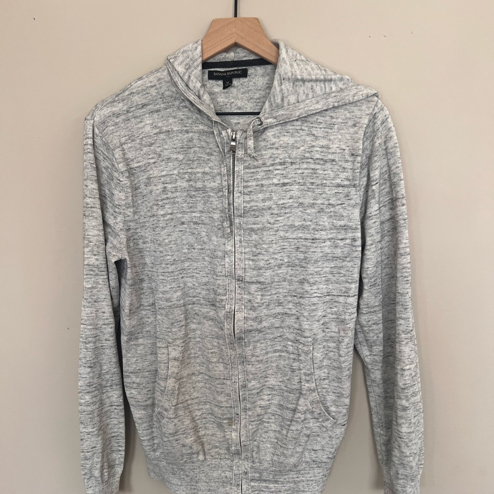 Men’s Banana Republic lightweight zip up hoodie size medium heather grey